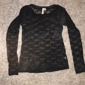 Sheer, long sleeve, lace top